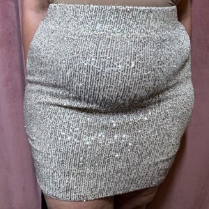 Sparkle Silver Sequin Mini Skirt